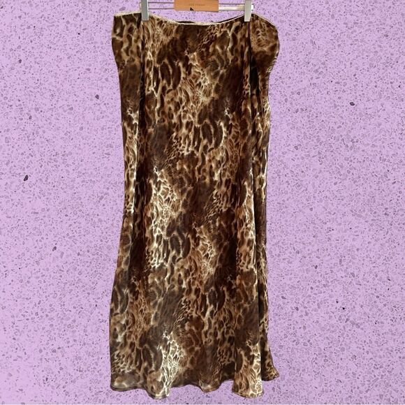 90s vintage maxi leopard print skirt chiffon - Picture 1 of 9